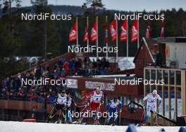 16.03.2014, Falun, Sweden (SWE): Jean Marc Gaillard (FRA), Sjur Roethe (NOR), Marcus Hellner (SWE), (l-r) - FIS world cup cross-country, 15km men handicap start, Falun (SWE). www.nordicfocus.com. © Felgenhauer/NordicFocus. Every downloaded picture is fee-liable.