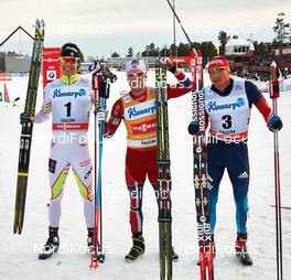 16.03.2014, Falun, Sweden (SWE): Alex Harvey (CAN), Martin Johnsrud Sundby (NOR), Alexander Legkov (RUS), (l-r) - FIS world cup cross-country, 15km men handicap start, Falun (SWE). www.nordicfocus.com. © Felgenhauer/NordicFocus. Every downloaded picture is fee-liable.