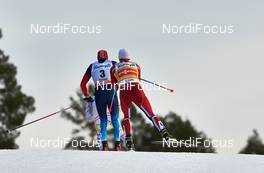 16.03.2014, Falun, Sweden (SWE): Alexander Legkov (RUS), Martin Johnsrud Sundby (NOR), (l-r) - FIS world cup cross-country, 15km men handicap start, Falun (SWE). www.nordicfocus.com. © Felgenhauer/NordicFocus. Every downloaded picture is fee-liable.