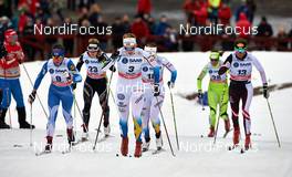 14.03.2014, Falun, Sweden (SWE): Krista Lahteenmaki (FIN), Laurien Van Der Graaff (SUI), Stina Nilsson (SWE), Ida Ingemarsdotter (SWE), Katerina Smutna (AUT), (l-r) - FIS world cup cross-country, individual sprint, Falun (SWE). www.nordicfocus.com. © Felgenhauer/NordicFocus. Every downloaded picture is fee-liable.