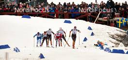 14.03.2014, Falun, Sweden (SWE): Aino-Kaisa Saarinen (FIN), Ida Sargent (USA), Elisabeth Schicho (GER), Nicole Fessel (GER), Denise Herrmann (GER), (l-r) - FIS world cup cross-country, individual sprint, Falun (SWE). www.nordicfocus.com. © Felgenhauer/NordicFocus. Every downloaded picture is fee-liable.