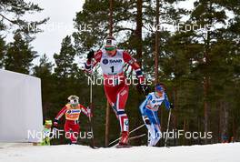 14.03.2014, Falun, Sweden (SWE): Therese Johaug (NOR), Ingvild Flugstad Oestberg (NOR), Kerttu Niskanen (FIN), (l-r) - FIS world cup cross-country, individual sprint, Falun (SWE). www.nordicfocus.com. © Felgenhauer/NordicFocus. Every downloaded picture is fee-liable.