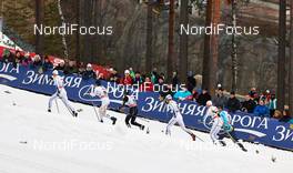 14.03.2014, Falun, Sweden (SWE): Calle Halfvarsson (SWE), Alex Harvey (CAN), Andrew Newell (USA), Marcus Hellner (SWE), Daniel Richardsson (SWE), Alexey Poltoranin (KAZ),  - FIS world cup cross-country, individual sprint, Falun (SWE). www.nordicfocus.com. © Felgenhauer/NordicFocus. Every downloaded picture is fee-liable.