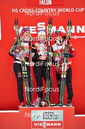 14.03.2014, Falun, Sweden (SWE): Denise Herrmann (GER), Kikkan Randall (USA), Marit Bjoergen (NOR), (l-r) - FIS world cup cross-country, individual sprint, Falun (SWE). www.nordicfocus.com. © Felgenhauer/NordicFocus. Every downloaded picture is fee-liable.