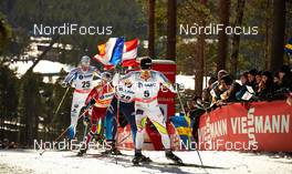 15.03.2014, Falun, Sweden (SWE): Daniel Richardsson (SWE), Martin Johnsrud Sundby (NOR), Alexander Legkov (RUS), Alex Harvey (CAN), (l-r) - FIS world cup cross-country, skiathlon men, Falun (SWE). www.nordicfocus.com. © Felgenhauer/NordicFocus. Every downloaded picture is fee-liable.