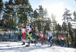 15.03.2014, Falun, Sweden (SWE): Paal Golberg (NOR), Lukas Bauer (CZE), Didrik Toenseth (NOR), Matti Heikkinen (FIN), Sergey Turyshev (RUS), (l-r) - FIS world cup cross-country, skiathlon men, Falun (SWE). www.nordicfocus.com. © Felgenhauer/NordicFocus. Every downloaded picture is fee-liable.