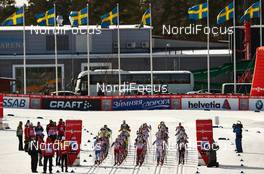15.03.2014, Falun, Sweden (SWE): a few seconds before the start - FIS world cup cross-country, skiathlon women, Falun (SWE). www.nordicfocus.com. © Felgenhauer/NordicFocus. Every downloaded picture is fee-liable.