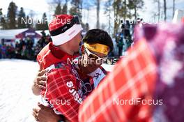 14.02.2014, Sochi, Russia (RUS): Dario Cologna (SUI), Dachhiri Sherpa (NEP), (l-r) - XXII. Olympic Winter Games Sochi 2014, cross-country, 15km men, Sochi (RUS). www.nordicfocus.com. © NordicFocus. Every downloaded picture is fee-liable.