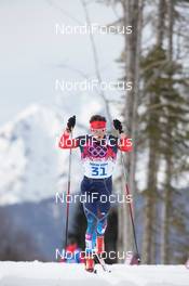 14.02.2014, Sochi, Russia (RUS): Alexander Bessmertnykh (RUS) - XXII. Olympic Winter Games Sochi 2014, cross-country, 15km men, Sochi (RUS). www.nordicfocus.com. © NordicFocus. Every downloaded picture is fee-liable.