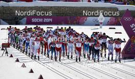 23.02.2014, Sochi, Russia (RUS): start - XXII. Olympic Winter Games Sochi 2014, cross-country, 50km men, Sochi (RUS). www.nordicfocus.com. © NordicFocus. Every downloaded picture is fee-liable.