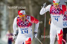 23.02.2014, Sochi, Russia (RUS): Ivan Babikov (CAN), Alex Harvey (CAN) - XXII. Olympic Winter Games Sochi 2014, cross-country, 50km men, Sochi (RUS). www.nordicfocus.com. © NordicFocus. Every downloaded picture is fee-liable.