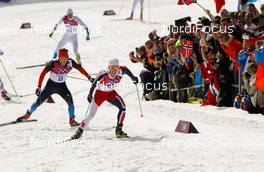 23.02.2014, Sochi, Russia (RUS): Martin Johnsrud Sundby (NOR), Fischer, KV+, Rottefella, Swix followed by Ilia Chernousov (RUS), Rossignol, Swix, Rottefella, Adidas - XXII. Olympic Winter Games Sochi 2014, cross-country, 50km men, Sochi (RUS). www.nordicfocus.com. © NordicFocus. Every downloaded picture is fee-liable.