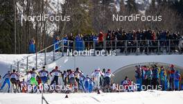 23.02.2014, Sochi, Russia (RUS): athletes at the first uphill - XXII. Olympic Winter Games Sochi 2014, cross-country, 50km men, Sochi (RUS). www.nordicfocus.com. © NordicFocus. Every downloaded picture is fee-liable.