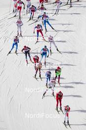 23.02.2014, Sochi, Russia (RUS): Alex Harvey (CAN) leads Dario Cologna (SUI) - XXII. Olympic Winter Games Sochi 2014, cross-country, 50km men, Sochi (RUS). www.nordicfocus.com. © NordicFocus. Every downloaded picture is fee-liable.