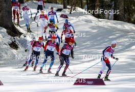 23.02.2014, Sochi, Russia (RUS): Martin Johnsrud Sundby (NOR), Fischer, KV+, Rottefella, Swix followed by Noah Hoffman (USA), Madshus, Rottefella, Alexander Legkov (RUS), Rossignol, Swix, Rottefella, Adidas and Maxim Vylegzhanin (RUS), Fischer, Swix, Alpina, Rottefella, Adidas - XXII. Olympic Winter Games Sochi 2014, cross-country, 50km men, Sochi (RUS). www.nordicfocus.com. © NordicFocus. Every downloaded picture is fee-liable.