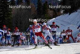 23.02.2014, Sochi, Russia (RUS): Noah Hoffman (USA), Martin Johnsrud Sundby (NOR), Jean Marc Gaillard (FRA), Maxim Vylegzhanin (RUS), (l-r) - XXII. Olympic Winter Games Sochi 2014, cross-country, 50km men, Sochi (RUS). www.nordicfocus.com. © NordicFocus. Every downloaded picture is fee-liable.
