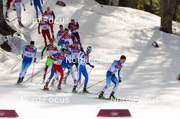 23.02.2014, Sochi, Russia (RUS): Lari Lehtonen (FIN), Fischer, One Way, Rottefella, Craft followed by Roland Clara (ITA), Fischer, Swix, Rottefella and Lukas Bauer (CZE), Fischer, Leki, Alpina, Rottefella, Swix, Toko - XXII. Olympic Winter Games Sochi 2014, cross-country, 50km men, Sochi (RUS). www.nordicfocus.com. © NordicFocus. Every downloaded picture is fee-liable.