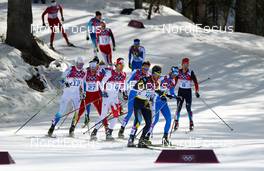 23.02.2014, Sochi, Russia (RUS): (l-r) Daniel Rickardsson (SWE), Fischer, One Way, Rottefella, Craft, Alex Harvey (CAN), Fischer, Swix, Salomon, One Way and Mark Starostin (KAZ), Fischer, Swix, Salomon - XXII. Olympic Winter Games Sochi 2014, cross-country, 50km men, Sochi (RUS). www.nordicfocus.com. © NordicFocus. Every downloaded picture is fee-liable.