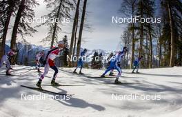 23.02.2014, Sochi, Russia (RUS): (l-r) Martin Johnsrud Sundby (NOR), Fischer, KV+, Rottefella, Swix and Roland Clara (ITA), Fischer, Swix, Rottefella - XXII. Olympic Winter Games Sochi 2014, cross-country, 50km men, Sochi (RUS). www.nordicfocus.com. © NordicFocus. Every downloaded picture is fee-liable.