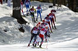 23.02.2014, Sochi, Russia (RUS): Martin Johnsrud Sundby (NOR), Fischer, KV+, Rottefella, Swix followed by Noah Hoffman (USA), Madshus, Rottefella - XXII. Olympic Winter Games Sochi 2014, cross-country, 50km men, Sochi (RUS). www.nordicfocus.com. © NordicFocus. Every downloaded picture is fee-liable.