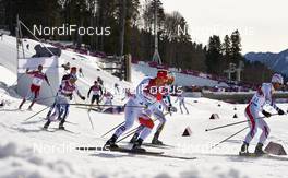 23.02.2014, Sochi, Russia (RUS): Ivan Babikov (CAN), Anders Soedergren (SWE), Jean Marc Gaillard (FRA), (l-r) - XXII. Olympic Winter Games Sochi 2014, cross-country, 50km men, Sochi (RUS). www.nordicfocus.com. © NordicFocus. Every downloaded picture is fee-liable.