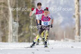 23.02.2014, Sochi, Russia (RUS): Eric Lesser (GER), Arnd Peiffer (GER) - XXII. Olympic Winter Games Sochi 2014, cross-country, 50km men, Sochi (RUS). www.nordicfocus.com. © NordicFocus. Every downloaded picture is fee-liable.