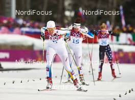 11.02.2014, Sochi, Russia (RUS): Ida Ingemarsdotter (SWE), Britta Johansson Norgren (SWE), Ida Sargent (USA), (l-r) - XXII. Olympic Winter Games Sochi 2014, cross-country, individual sprint, Sochi (RUS). www.nordicfocus.com. © NordicFocus. Every downloaded picture is fee-liable.