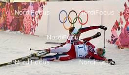 11.02.2014, Sochi, Russia (RUS): Ingvild Flugstad Oestberg (NOR), Maiken Caspersen Falla (NOR), (l-r) - XXII. Olympic Winter Games Sochi 2014, cross-country, individual sprint, Sochi (RUS). www.nordicfocus.com. © NordicFocus. Every downloaded picture is fee-liable.