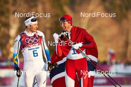 11.02.2014, Sochi, Russia (RUS): Teodor Peterson (SWE), Ola Vigen Hattestad (NOR), (l-r) - XXII. Olympic Winter Games Sochi 2014, cross-country, individual sprint, Sochi (RUS). www.nordicfocus.com. © NordicFocus. Every downloaded picture is fee-liable.
