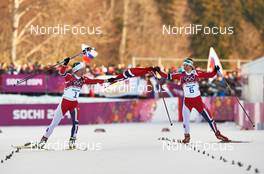 11.02.2014, Sochi, Russia (RUS): Maiken Caspersen Falla (NOR), Ingvild Flugstad Oestberg (NOR), (l-r) - XXII. Olympic Winter Games Sochi 2014, cross-country, individual sprint, Sochi (RUS). www.nordicfocus.com. © NordicFocus. Every downloaded picture is fee-liable.