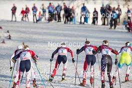 11.02.2014, Sochi, Russia (RUS): Vesna Fabjan (SLO), Ingvild Flugstad Oestberg (NOR), Maiken Caspersen Falla (NOR), Astrid Jacobsen (NOR), Ida Ingemarsdotter (SWE) - XXII. Olympic Winter Games Sochi 2014, cross-country, individual sprint, Sochi (RUS). www.nordicfocus.com. © NordicFocus. Every downloaded picture is fee-liable.