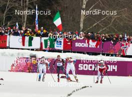 11.02.2014, Sochi, Russia (RUS): Britta Johansson Norgren (SWE), Ida Sargent (USA), Ida Ingemarsdotter (SWE), Ingvild Flugstad Oestberg (NOR), (l-r) - XXII. Olympic Winter Games Sochi 2014, cross-country, individual sprint, Sochi (RUS). www.nordicfocus.com. © NordicFocus. Every downloaded picture is fee-liable.