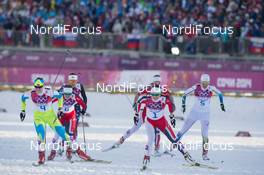 11.02.2014, Sochi, Russia (RUS): Vesna Fabjan (SLO), Ingvild Flugstad Oestberg (NOR), Maiken Caspersen Falla (NOR), Ida Ingemarsdotter (SWE) - XXII. Olympic Winter Games Sochi 2014, cross-country, individual sprint, Sochi (RUS). www.nordicfocus.com. © NordicFocus. Every downloaded picture is fee-liable.
