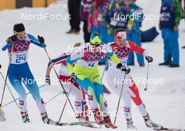 11.02.2014, Sochi, Russia (RUS): Mari Laukkanen (FIN), Vesna Fabjan (SLO), Daria Gaiazova (CAN) - XXII. Olympic Winter Games Sochi 2014, cross-country, individual sprint, Sochi (RUS). www.nordicfocus.com. © NordicFocus. Every downloaded picture is fee-liable.