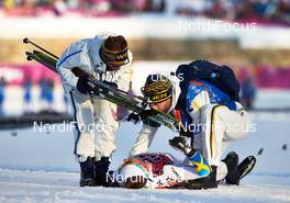 11.02.2014, Sochi, Russia (RUS): Anna Haag (SWE), Emil Joensson (SWE), Mats Larsson (SWE), (l-r) - XXII. Olympic Winter Games Sochi 2014, cross-country, individual sprint, Sochi (RUS). www.nordicfocus.com. © NordicFocus. Every downloaded picture is fee-liable.