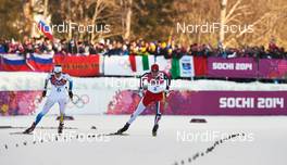 11.02.2014, Sochi, Russia (RUS): Teodor Peterson (SWE), Ola Vigen Hattestad (NOR), (l-r) - XXII. Olympic Winter Games Sochi 2014, cross-country, individual sprint, Sochi (RUS). www.nordicfocus.com. © NordicFocus. Every downloaded picture is fee-liable.