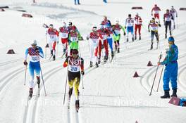 09.02.2014, Sochi, Russia (RUS): Iivo Niskanen (FIN), Axel Teichmann (GER), (l-r) - XXII. Olympic Winter Games Sochi 2014, cross-country, skiathlon men, Sochi (RUS). www.nordicfocus.com. © NordicFocus. Every downloaded picture is fee-liable.