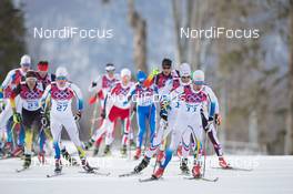 09.02.2014, Sochi, Russia (RUS): Marcus Hellner (SWE) leads the field - XXII. Olympic Winter Games Sochi 2014, cross-country, skiathlon men, Sochi (RUS). www.nordicfocus.com. © NordicFocus. Every downloaded picture is fee-liable.