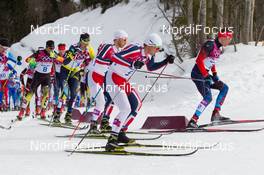 09.02.2014, Sochi, Russia (RUS): Martin Johnsrud Sundby (NOR), Petter Northug (NOR), Alexander Legkov (RUS) - XXII. Olympic Winter Games Sochi 2014, cross-country, skiathlon men, Sochi (RUS). www.nordicfocus.com. © NordicFocus. Every downloaded picture is fee-liable.