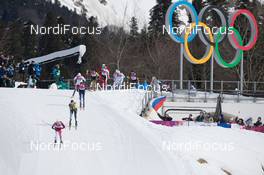09.02.2014, Sochi, Russia (RUS): Martin Johnsrud Sundby (NOR) leads a group - XXII. Olympic Winter Games Sochi 2014, cross-country, skiathlon men, Sochi (RUS). www.nordicfocus.com. © NordicFocus. Every downloaded picture is fee-liable.