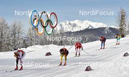 19.02.2014, Sochi, Russia (RUS): Katerina Smutna (AUT), Stefanie Boehler (GER), Alenka Cebasek (SLO), (l-r) - XXII. Olympic Winter Games Sochi 2014, cross-country, team sprint, Sochi (RUS). www.nordicfocus.com. © NordicFocus. Every downloaded picture is fee-liable.