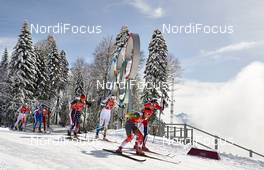 19.02.2014, Sochi, Russia (RUS): Sophie Caldwell (USA), Ida Ingemarsdotter (SWE), Ingvild Flugstad Oestberg (NOR), (l-r) - XXII. Olympic Winter Games Sochi 2014, cross-country, team sprint, Sochi (RUS). www.nordicfocus.com. © NordicFocus. Every downloaded picture is fee-liable.
