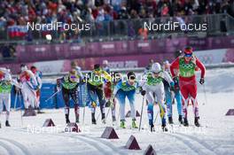 19.02.2014, Sochi, Russia (RUS): Teodor Peterson (SWE), Sami Jauhojaervi (FIN) - XXII. Olympic Winter Games Sochi 2014, cross-country, team sprint, Sochi (RUS). www.nordicfocus.com. © NordicFocus. Every downloaded picture is fee-liable.