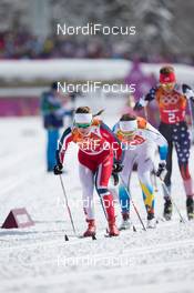 19.02.2014, Sochi, Russia (RUS): Ingvild Flugstad Oestberg (NOR), Ida Ingemarsdotter (SWE) - XXII. Olympic Winter Games Sochi 2014, cross-country, team sprint, Sochi (RUS). www.nordicfocus.com. © NordicFocus. Every downloaded picture is fee-liable.