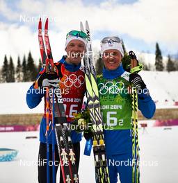 19.02.2014, Sochi, Russia (RUS): Iivo Niskanen (FIN), Sami Jauhojaervi (FIN), (l-r) - XXII. Olympic Winter Games Sochi 2014, cross-country, team sprint, Sochi (RUS). www.nordicfocus.com. © NordicFocus. Every downloaded picture is fee-liable.