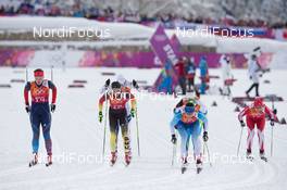 19.02.2014, Sochi, Russia (RUS): Anastasia Dotsenko (RUS), Stefanie Boehler (GER), Alenka Cebasek (SLO), Aino Kaisa Saarinen (FIN), Sylwia Jaskowiec (POL) - XXII. Olympic Winter Games Sochi 2014, cross-country, team sprint, Sochi (RUS). www.nordicfocus.com. © NordicFocus. Every downloaded picture is fee-liable.