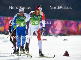 19.02.2014, Sochi, Russia (RUS): Raido Rankel (EST), Alex Harvey (CAN), (l-r) - XXII. Olympic Winter Games Sochi 2014, cross-country, team sprint, Sochi (RUS). www.nordicfocus.com. © NordicFocus. Every downloaded picture is fee-liable.