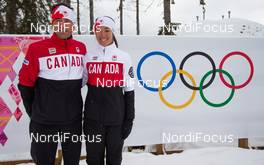 21.02.2014, Sochi, Russia (RUS): (l-r) a coach and Emily Nishikawa (CAN) - XXII. Olympic Winter Games Sochi 2014, cross-country, training, Sochi (RUS). www.nordicfocus.com. © NordicFocus. Every downloaded picture is fee-liable.