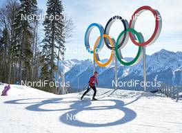 07.02.2014, Sochi, Russia (RUS): Martin Johnsrud Sundby (NOR) training underneath the olympic rings - XXII. Olympic Winter Games Sochi 2014, cross-country, training, Sochi (RUS). www.nordicfocus.com. © NordicFocus. Every downloaded picture is fee-liable.
