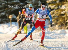 06.12.2014, Lillehammer, Norway (NOR): Lukas Bauer (CZE), Fischer, Leki, Alpina, Rottefella, Swix, Toko followed by Tim Tscharnke (GER), Madhus, Swix, Alpina, Rottefella, Adidas - FIS world cup cross-country, 10km men, Lillehammer (NOR). www.nordicfocus.com. © Laiho/NordicFocus. Every downloaded picture is fee-liable.